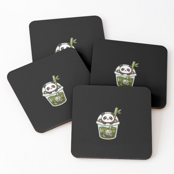 Item preview, Kawaii Panda in Matcha Boba Tea - Cute Chibi Bamboo Green Tea Art designed and sold by Trendora90.
