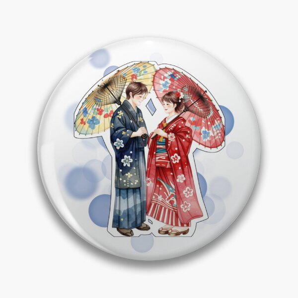 Artikelvorschau, Japanisches Paar in traditionellen Kimonos unter Regenschirmen (Design) entworfen und verkauft von iamKRUK.