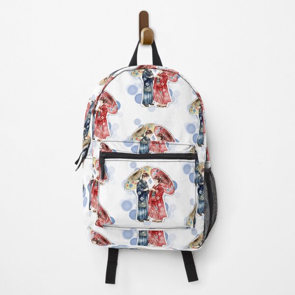 Item preview, Japanese Couple in Traditional Kimono Under Umbrellas Design designed and sold by iamKRUK.