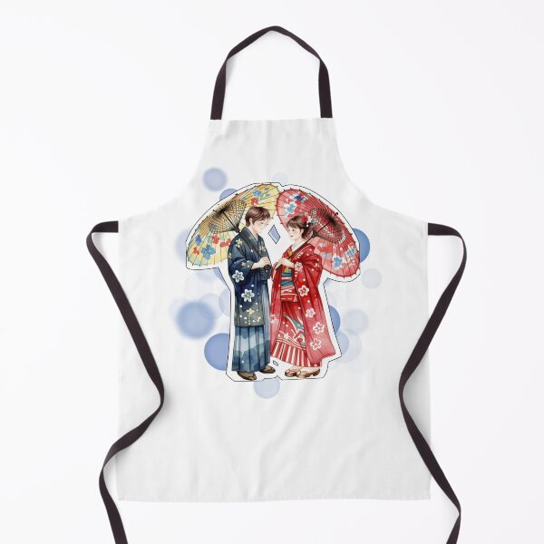 Item preview, Japanese Couple in Traditional Kimono Under Umbrellas Design designed and sold by iamKRUK.