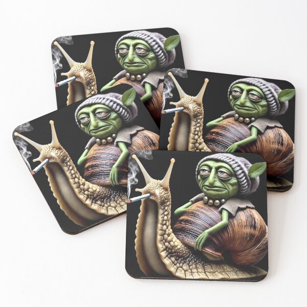 Item preview, Grumpy Snail Grandma - Surreal Creature in a Beanie designed and sold by LujziWorld.