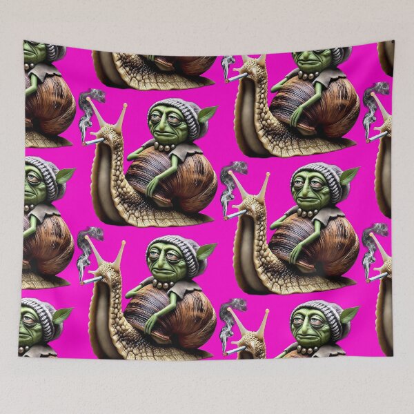 Item preview, Grumpy Snail Grandma - Surreal Creature in a Beanie designed and sold by LujziWorld.