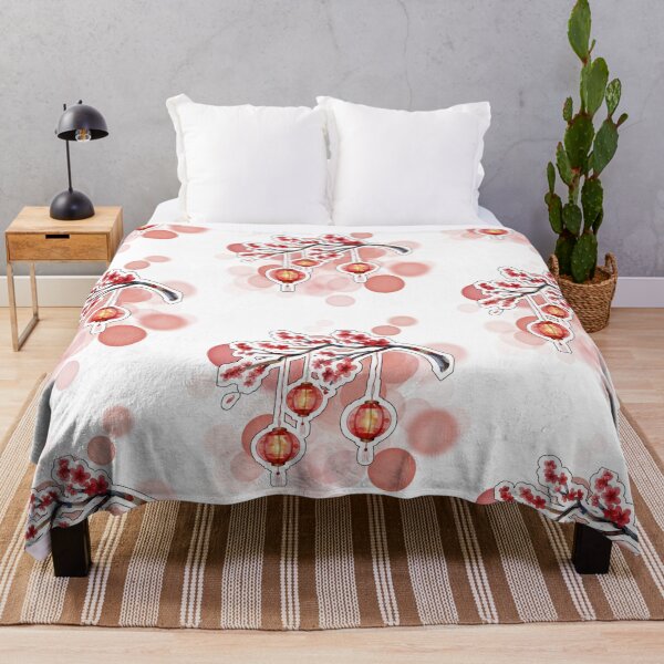 Item preview, Cherry Blossom Branch with Japanese Red Lanterns Design designed and sold by iamKRUK.