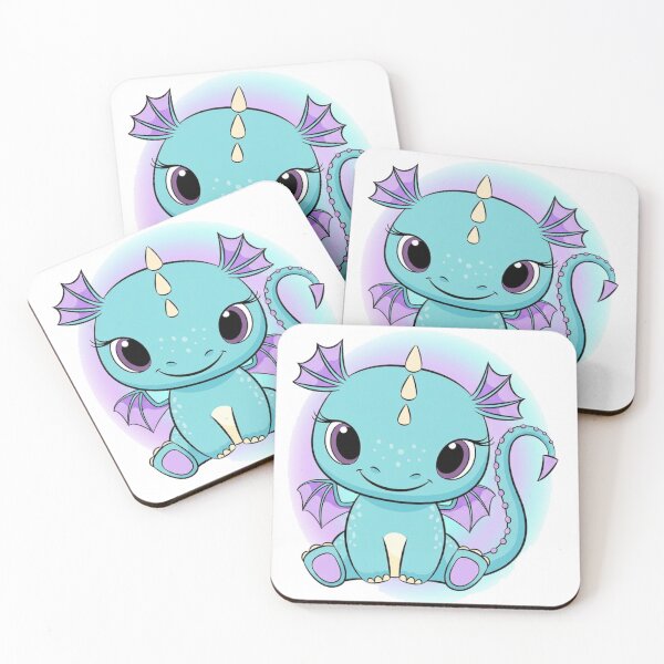 Item preview, Cute Pastel Baby Dragon Kawaii Fantasy Sticker | Blue Purple Dragon Cartoon Art designed and sold by QuirkyCloud Designs.