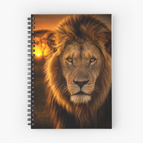 Item preview, Majestic Lion Sunset Portrait African Safari Wildlife King Art Golden Hour designed and sold by irfanshikh.