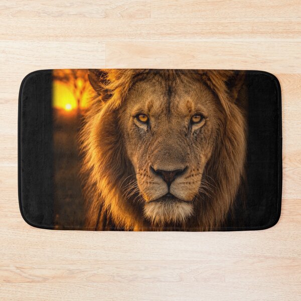 Item preview, Majestic Lion Sunset Portrait African Safari Wildlife King Art Golden Hour designed and sold by irfanshikh.