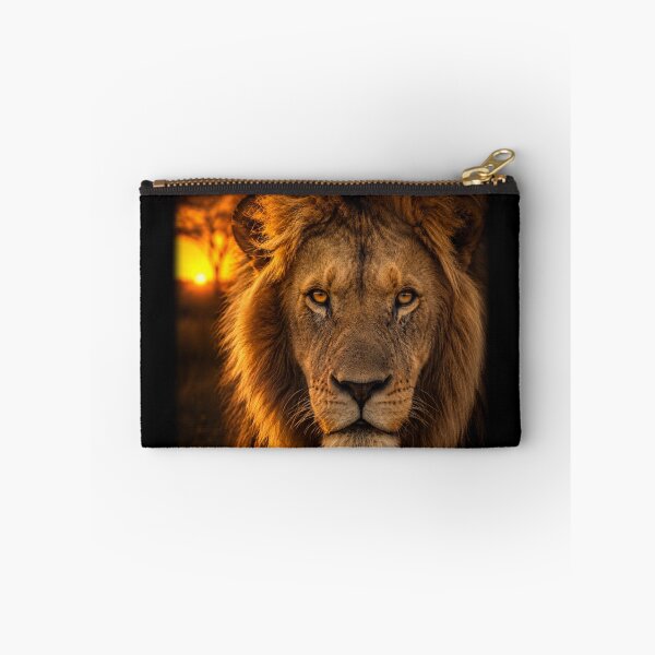 Item preview, Majestic Lion Sunset Portrait African Safari Wildlife King Art Golden Hour designed and sold by irfanshikh.
