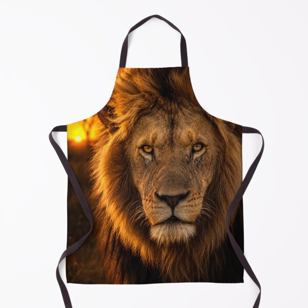 Item preview, Majestic Lion Sunset Portrait African Safari Wildlife King Art Golden Hour designed and sold by irfanshikh.