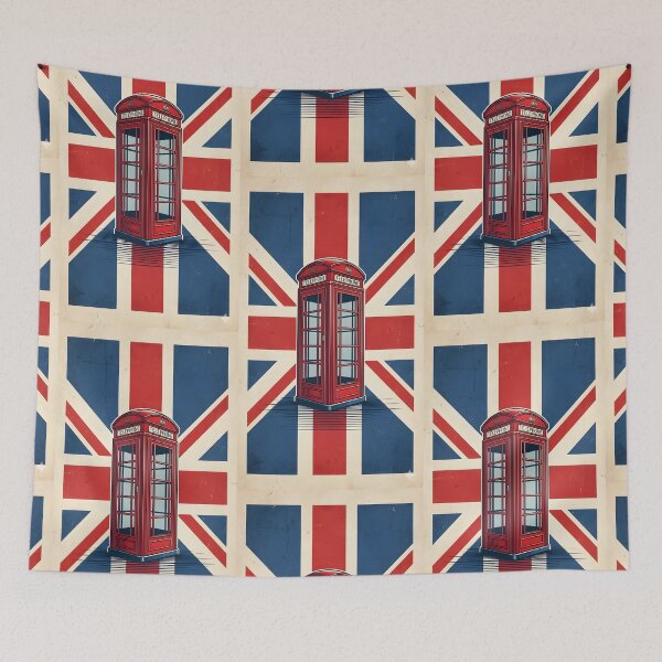 Item preview, Vintage Red London Telephone Box with Union Jack Flag designed and sold by Sybille-Yates.