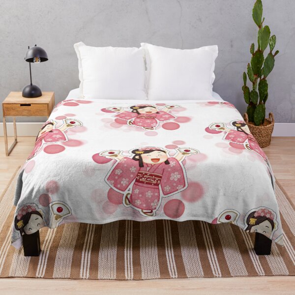 Item preview, Japanese Woman in Kimono with Fans and Japan Flag Design designed and sold by iamKRUK.