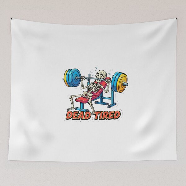Item preview, Funny Gym Skeleton Dead Tired Workout Sticker designed and sold by JeevanStickers.