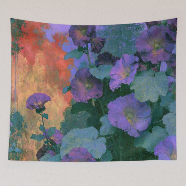 Item preview, Hollyhocks in Chromatic Fire designed and sold by Veronica Ranti.