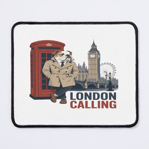 Item preview, London Calling Bulldog Art • Stylish British Aesthetic • Trench Coat Dog Illustration Design designed and sold by Bright Nest Studio.