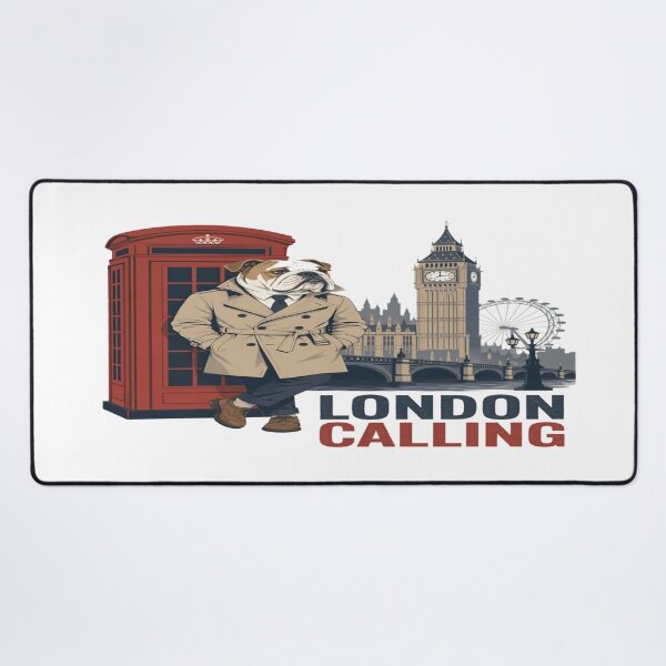 Item preview, London Calling Bulldog Art • Stylish British Aesthetic • Trench Coat Dog Illustration Design designed and sold by Bright Nest Studio.