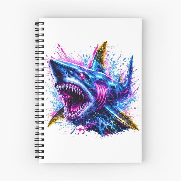Item preview, Neon Cyberpunk Shark Synthwave Graphic Tee designed and sold by etuvibes.