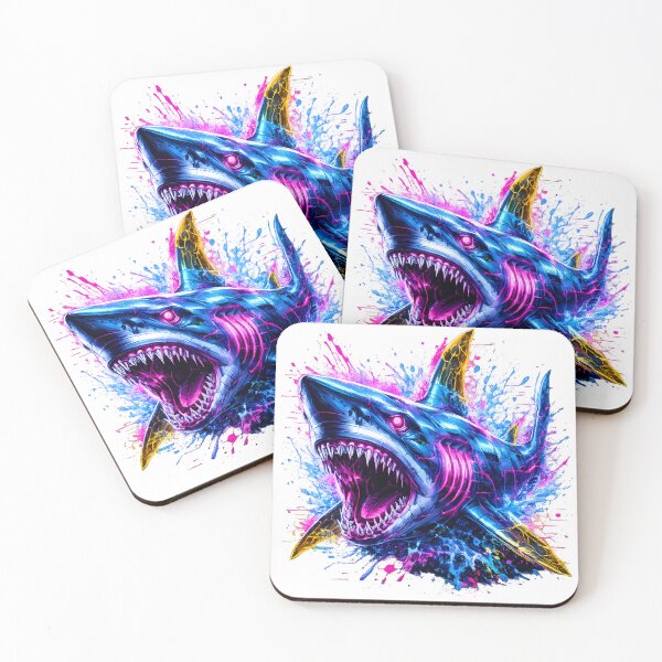 Item preview, Neon Cyberpunk Shark Synthwave Graphic Tee designed and sold by etuvibes.