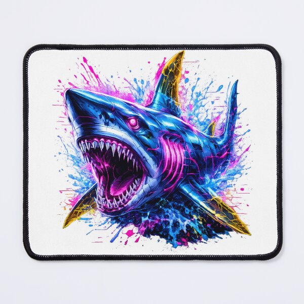 Item preview, Neon Cyberpunk Shark Synthwave Graphic Tee designed and sold by etuvibes.