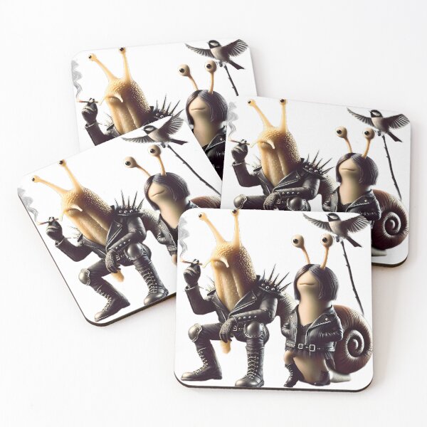 Item preview, Punk Snail Rebels - Edgy Duo in Leather designed and sold by LujziWorld.