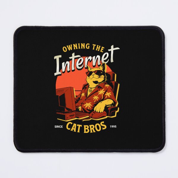 Item preview, Cool Cat Owning The Internet 1995 Tech Humor designed and sold by AntiqueImages.