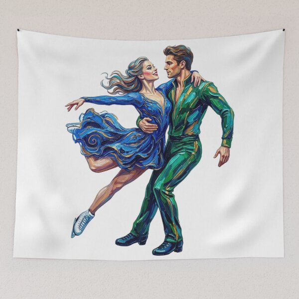 Item preview, A young man and woman, a couple of ice skaters. designed and sold by PP&RAINBOW SHOP.