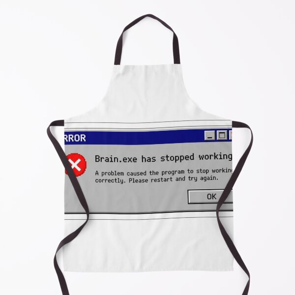 Item preview, Retro 90s Computer Error Message Brain.exe Has Stopped Working designed and sold by JeevanStickers.