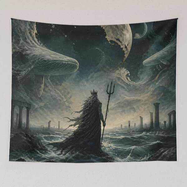 Item preview, Echoes Beneath Black Waters – Surreal Mythology Wall Art designed and sold by ArtisElec.