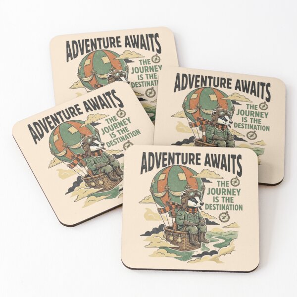 Item preview, Adventure Awaits – Aviator Badger Hot Air Balloon Art designed and sold by Dogandesighn.