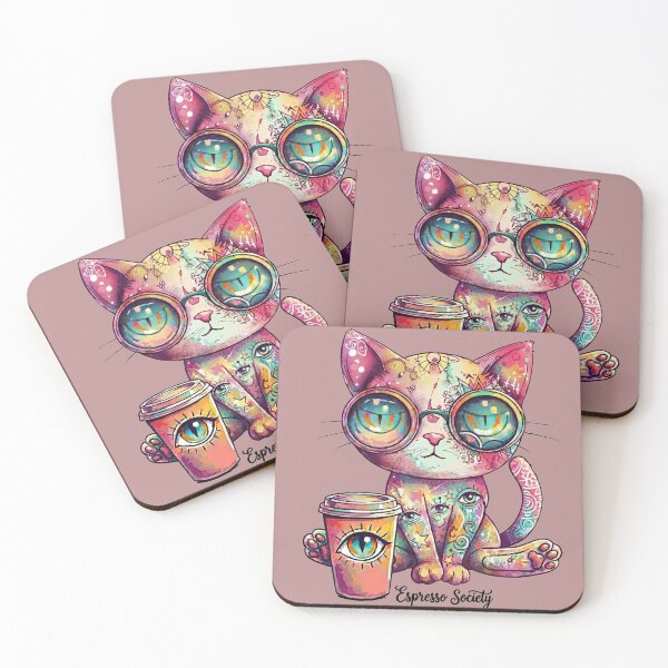 Item preview, Espresso Cat Cosmic Vibes designed and sold by MegaNovaArt.