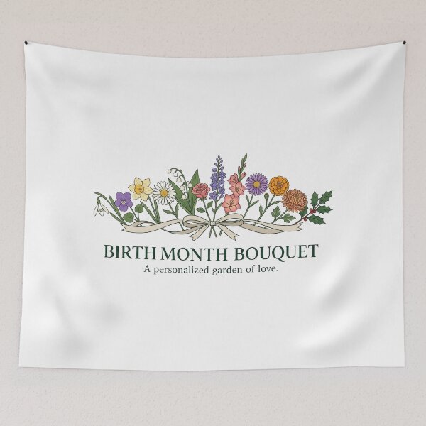 Item preview, Vintage Birth Month Flower Bouquet Illustration designed and sold by Silent Watch Threads..