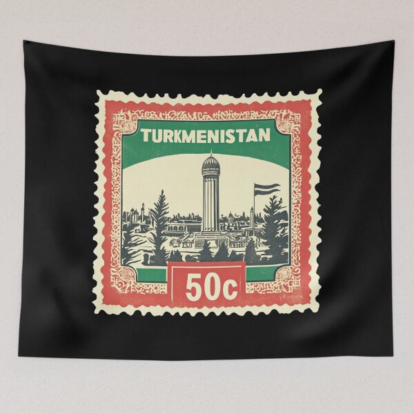 Item preview, Turkmenistan Vintage Stamp - Independence Tower designed and sold by tiigerdad.