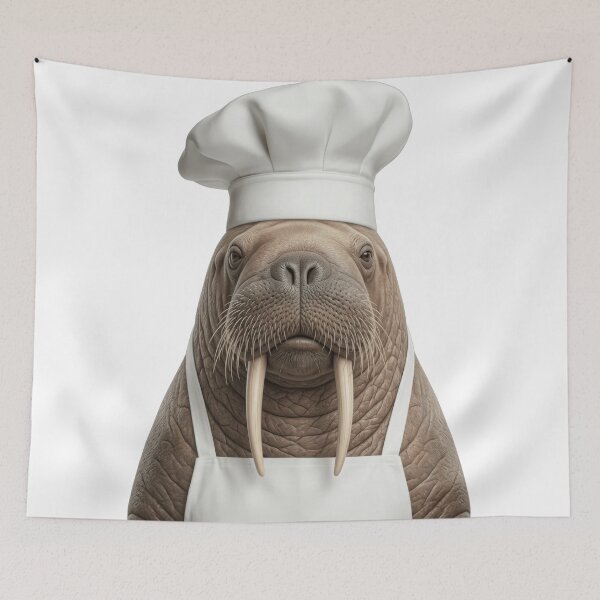 Item preview, Funny Walrus Chef Realistic Animal Cooking Humor Art designed and sold by LazyOwlStore.