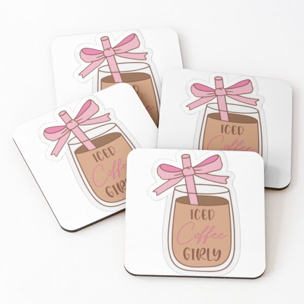 Item preview, Iced Coffee Girly Sticker Design | Cute Pink Coquette Coffee Aesthetic designed and sold by PixelVibe Art.