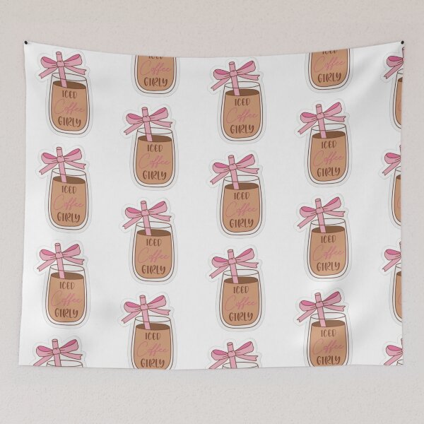 Item preview, Iced Coffee Girly Sticker Design | Cute Pink Coquette Coffee Aesthetic designed and sold by PixelVibe Art.