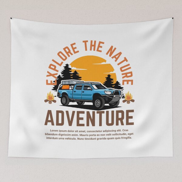 Item preview, Blue Overlanding Pickup Truck & Campfire Design designed and sold by Future Fashion 07.