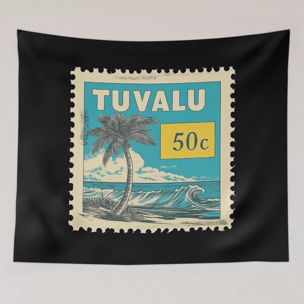 Item preview, Tuvalu Vintage Postage Stamp - Palm and Wave designed and sold by tiigerdad.