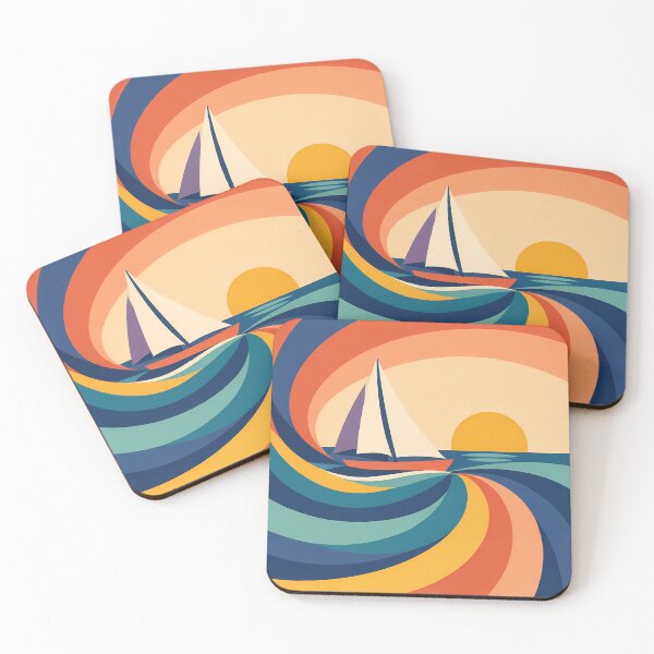 Item preview, Colour Block Sailboat at Sunset designed and sold by InkSmithery.