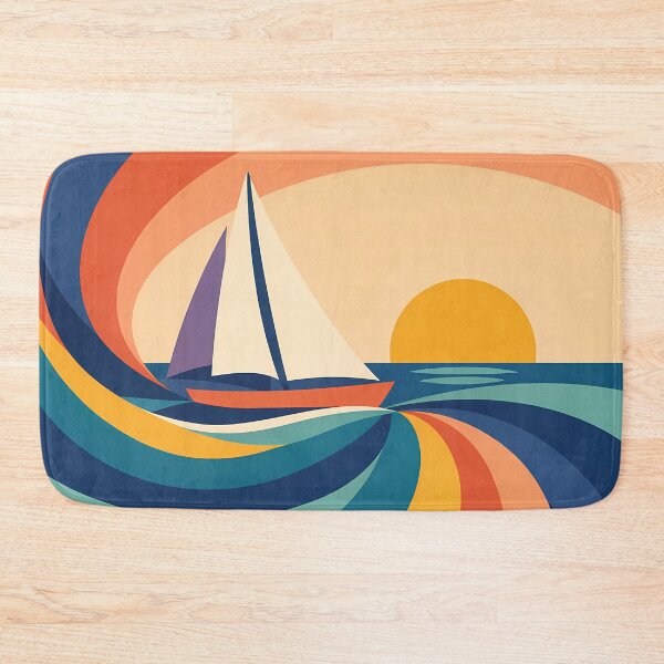 Item preview, Colour Block Sailboat at Sunset designed and sold by InkSmithery.