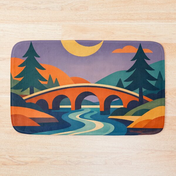 Item preview, Crescent Moon River Bridge Landscape designed and sold by InkSmithery.