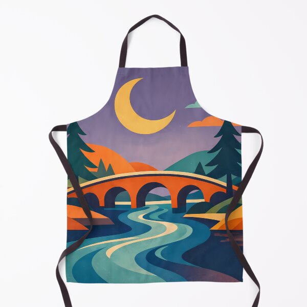 Item preview, Crescent Moon River Bridge Landscape designed and sold by InkSmithery.