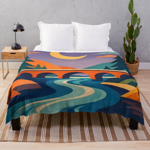 Item preview, Crescent Moon River Bridge Landscape designed and sold by InkSmithery.
