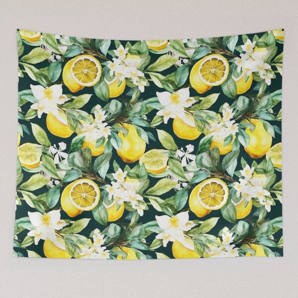 Item preview, Sicilian Lemon Pattern and Blooms Amalfi Coast Italy  designed and sold by PG Illustration.