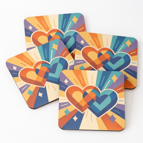 Item preview, Overlapping Geometric Hearts with Radiant Rays designed and sold by InkSmithery.