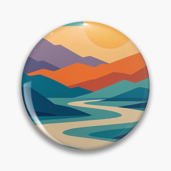 Item preview, Layered Mountain River Sunset designed and sold by InkSmithery.