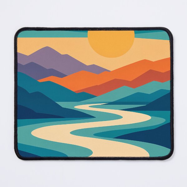 Item preview, Layered Mountain River Sunset designed and sold by InkSmithery.