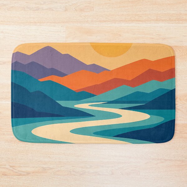 Item preview, Layered Mountain River Sunset designed and sold by InkSmithery.