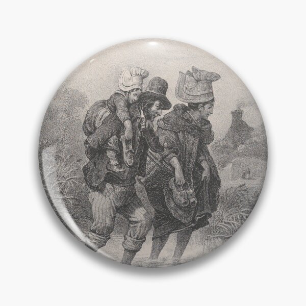 Item preview, Man, Woman and Child Crossing a Stream designed and sold by AntiqueArtz.