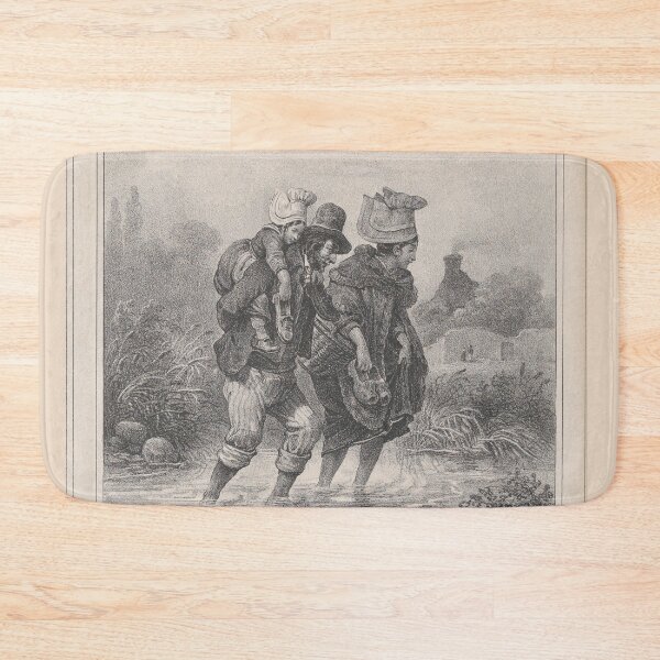 Item preview, Man, Woman and Child Crossing a Stream designed and sold by AntiqueArtz.