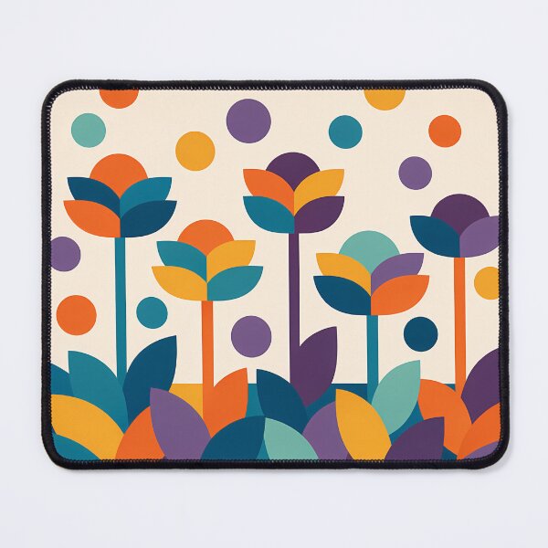 Item preview, Geometric Botanical Flowers in Teal and Orange designed and sold by InkSmithery.