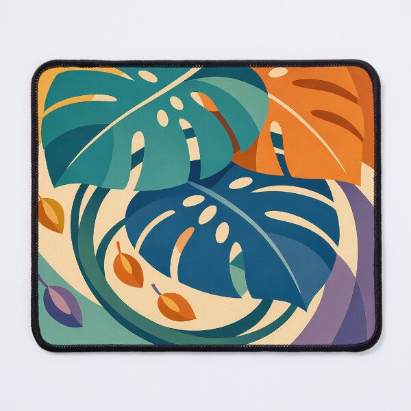 Item preview, Bold Monstera Leaves in Teal and Orange designed and sold by InkSmithery.