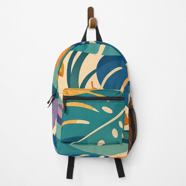 Item preview, Bold Monstera Leaves in Teal and Orange designed and sold by InkSmithery.